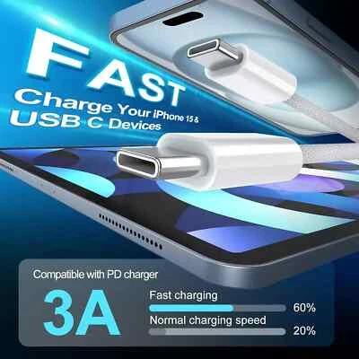100X PACK 3 FT USB-C to USB C Type-C Fast Charging Data SYNC Charger Cable Cord  - Image 1 of 4