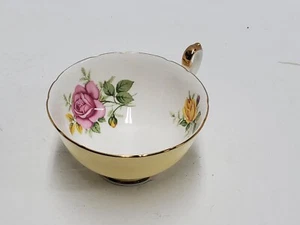 Vintage Shelley Bone China Tea Cup Yellow W. Roses Pink Floral England No saucer - Picture 1 of 15