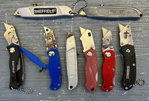Lot Of 8 Mini Utility Knife Key Chain Box Cutters Mixed Brands/Models