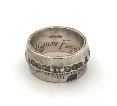 Mignon Faget Sterling Silver Cubic Zirconia Scarred Node Wide Cigar Band Ring - Image 1 of 4