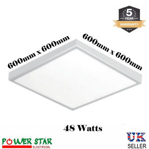Surface Mount Led Ceiling 48W Commercial Industrial White 600 x 600 Panel Light 