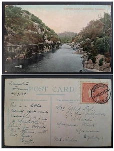 1908 Tasmania Australia Postcard Launceston to Mosman NSW Cataract Gorge Scene - Picture 1 of 3