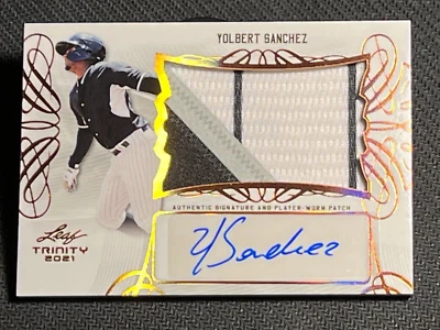 2021 Leaf Trinity PLAYER WORN PATCH ROOKIE AUTO Yolbert Sanchez , item 2 - Image 1 of 4