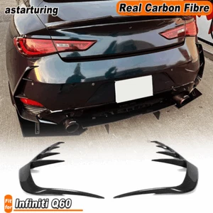 For Infiniti Q60 2016-22 Real Carbon Rear Bumper Side Vent C Blade Trim Canards - Picture 1 of 11