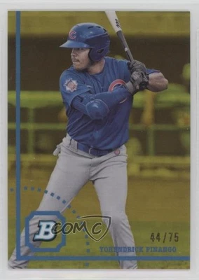 2022 Bowman Heritage Chrome Prospects Yellow Refractor /75 Yohendrick Pinango - Image 1 of 2