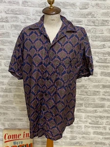 Vintage mans silk shirt paisley blue mix size M chest 44" PB441 - Picture 1 of 6