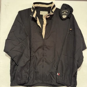 Cutter & Buck Windbreaker Jacket Zip Long Sleeve Men XL Packable Black W BAG BLK - Picture 1 of 12