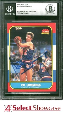 1986 FLEER #19 PAT CUMMINGS RC KNICKS BGS AUTHENTIC AUTOGRAPH - Image 1 of 4