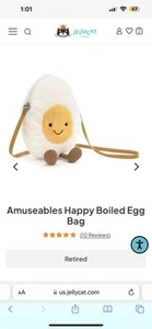 Jellycat Amuseables Happy Boiled Egg Bag RETIRED NWT - Picture 1 of 1