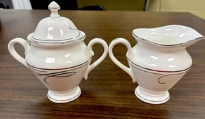 Brand New W/Tag Waterford Covered Sugar Bowl &Creamer Set Ballet Ribbon Platinum - Picture 1 of 5