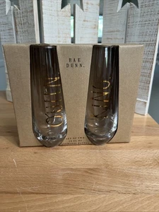 (#966). Rae Dunn King/Queen Stemless Flutes for Champagne Sparkling Wine. NEW - Picture 1 of 3