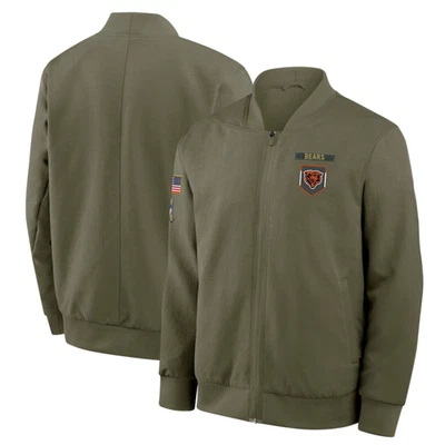 Olive Chicago 2025 Salute to Service Sideline Therma Sudadera Cremallera Chaqueta Abrigo Foto 1 de 4