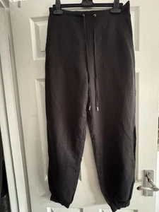Karen Millen Women's Linen/Viscose Cargo Trousers Black Size 12 - Picture 1 of 4