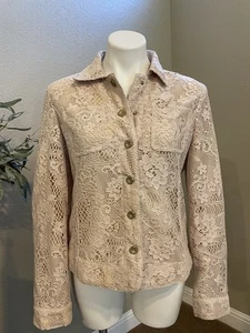 Peck & Peck Weekend Women Blazer Jacket Medium Cream Color Lace  - Picture 1 of 3