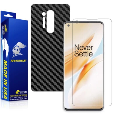 ArmorSuit Black Carbon Skin Screen Protector + Clear OnePlus 8 (2020) USA - Image 1 of 4