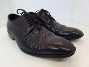 Men's Carucci Woven Black Leather Shoes Lace Up Dress Oxfords Comfortable Sz 8.5 - Picture 1 of 13