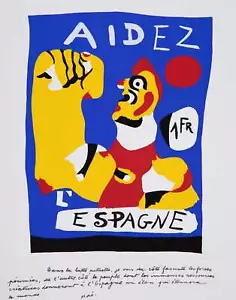 Joan Miro: Hilfe Spanien - Siebdruck Unterzeichnet - Bild 1 von 5