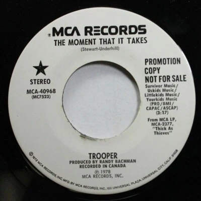 Rock Promo 45 Trooper - The Moment That It Takes / The Moment That It Takes On M - Image 1 of 2