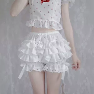 Pantalones cortos Bloomers Lolita Maid calabaza para mujer de encaje con volantes en capas - Imagen 1 de 7