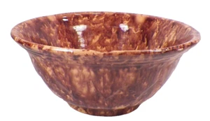 Bennington Glaze Bowl Yellowware Spongeware Primitive Large Antique As Is - Picture 1 of 9