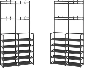 10-Tier Space-Saving Shoe Rack with Coat Hooks - Multifunctional Organizer Stand - Picture 1 of 7