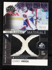 2018-19 SP Game Used 2017 NHL 100th Classic Material Net Cord /35 Carey Price