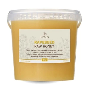 Organic Raw Rapeseed Honey 3kg PURE 100% NATURAL Unpasteurized Unprocessed - Picture 1 of 9