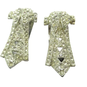 Par de clips de vestir Art Deco con diamantes de imitación - Imagen 1 de 4