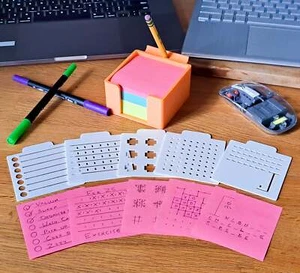 Sticky Note Holder Multifunctional Productivity Stencils Office Desk Organizer - Picture 1 of 5
