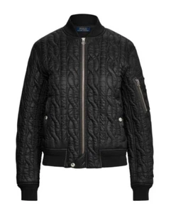  Polo Ralph Lauren Cable Quilted Bomber Jacket Black Size Medium  - Picture 1 of 10