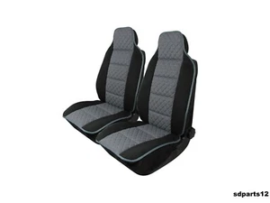 Ford Audi Coprisedili Similpelle Grigio Trapunto e Tessuto Nero Coppia Anteriori - Imagen 1 de 4