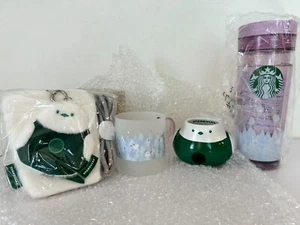 Starbucks Japan 2025 New Year Shining Winter Collection Shimaenaga Set of 4 - Picture 1 of 16