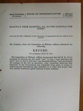 Relatório do governo 1/24/1885 Road Marietta Georgia Cemitério Nacional Militar