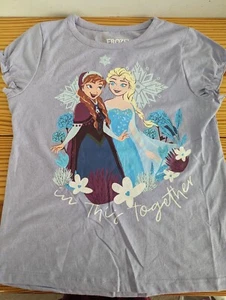 Disney Frozen Girl's Elsa and Anna Purple Short Sleeve Size 5 - Picture 1 of 4