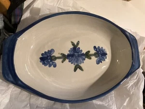 Louisville Stoneware Bachelor Button Large Ovel Bowl 14.5” - Picture 1 of 3
