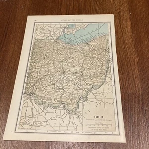 ANTIQUE MAP OF OHIO 1914 LL Poates & Co 8x6 Atlas Of The World - Picture 1 of 7