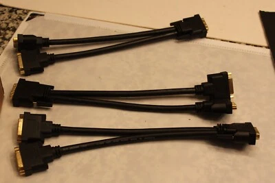 3 DMS-59 Male to Dual DVI-I Female Y Splitter Monitor Video Cable Adapters - Image 1 of 4