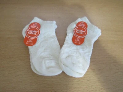 Nuevos calcetines Wonder Nation No Show 2 pares talla 6-10,5 niñas marfil caras sonrientes Foto 1 de 2