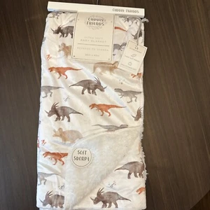 NEW Baby Blanket Dinosaur Theme Soft Cozy 30” X 40” Cuddle Friends Sherpa Lined - Picture 1 of 3