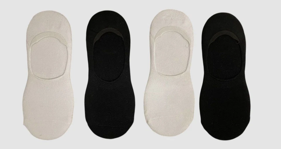 Calvin Klein Men's Black White 4-Pair Pack Cotton No-Show Liner Socks Shoe 7-12 - Image 1 of 1