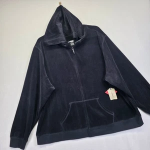 St Johns Bay Felpa con Cappuccio Donna 3X Nero Velluto Morbido Accogliente Lounge Track Jacket NUOVO - Foto 1 di 12