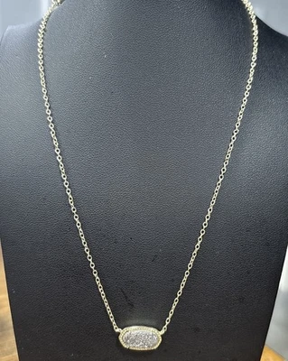 Kendra Scott Elisa Platinum Drusy Short Necklace Gold - Image 1 of 4