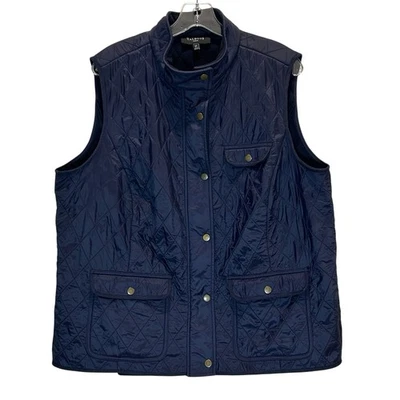 Talbots темно-синий стеганый жилет флисовая подкладка с регулируемой талией - размер 2 X - Изображение 1 из 4