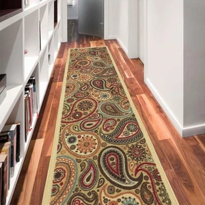 Ottomanson Hallway Runner Rug 2'7" x 9'10" Non-Slip Paisley Durable Pet Friendly - Picture 1 of 9