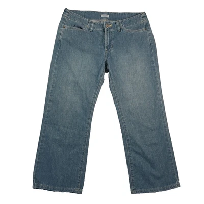 Pantalones de mezclilla halógenos recortados de pierna ancha para mujer talla 6 tiro medio bolsillos bordados Foto 1 de 4