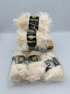 Lot of 6 Lion Brand Fun Fur Yarn #098 Ivory Lot # 10903 NEW - Picture 1 of 4