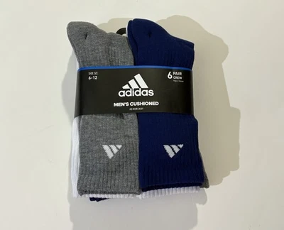 Мужские спортивные короткие носки Adidas с амортизацией упаковка 6 шт. белые синие серые - Изображение 1 из 4