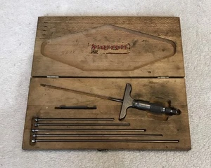 Starrett 440A micrometer depth gage in wooden box - Picture 1 of 10