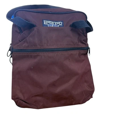 Lands End Lighthouse Vintage USA Made Shoulder Bag Tote Plum Blue Gym Travel - Image 1 of 4