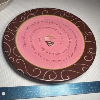 Cracker Barrel Round Sweet Indulgence Chocolate Ceramic Plate 12.5" Summertime - Image 1 of 3